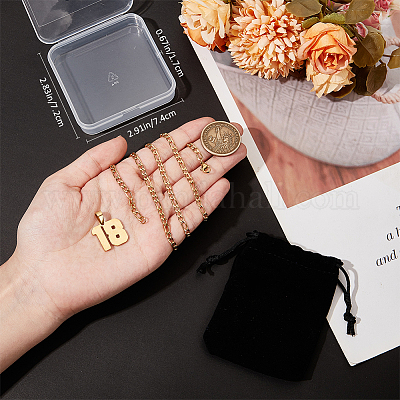 1 шт. 304 нержавеющая сталь Фигаро цепочка ожерелье с подвеской в виде цифры NJEW-BBC0001-28B-G-1