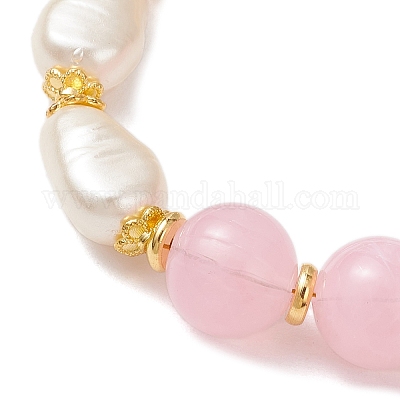 Браслеты из акриловых бусин с имитацией драгоценных камней и искусственного жемчуга ABS для женщин BJEW-JB12157-03-1