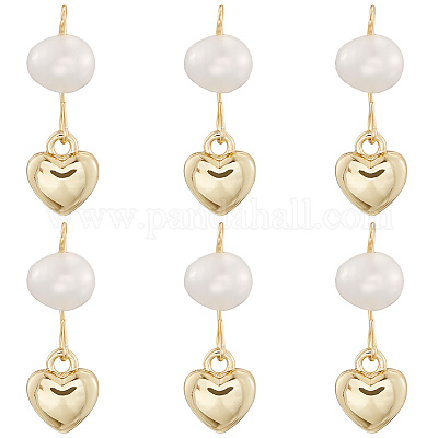 6 шт. подвеска в форме сердца из латуни и натурального жемчуга KK-BBC0019-31-1