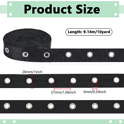 10 ярд полиэстеровых атласных лент с узором «елочка» и кольцами-люверсами OCOR-PH0005-36B-02-1