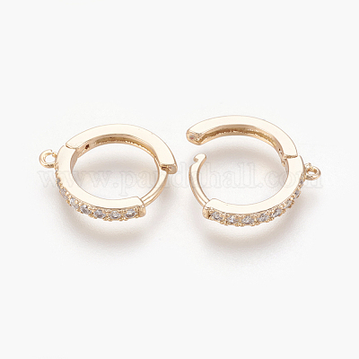 Латунные серьги-кольца из микро-паве с фианитами KK-O112-13LG-1