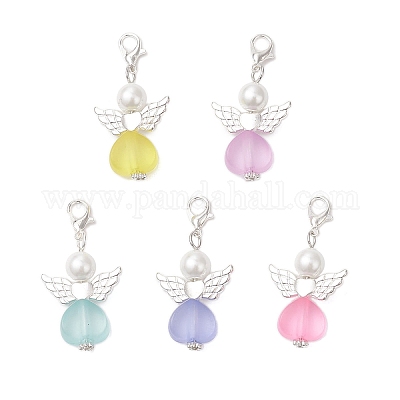 Подвеска в форме сердца ангела из акрила и стекла HJEW-JM03557-1