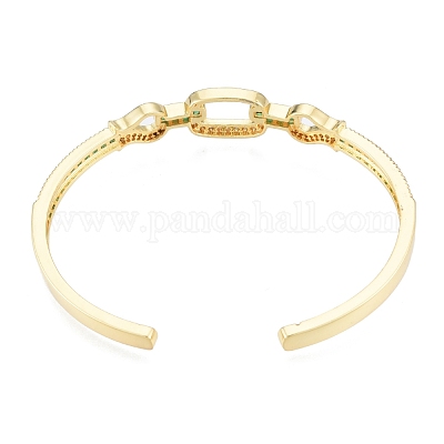 Браслет-манжета с открытой манжетой из кубического циркония и рыбой BJEW-G651-06G-03-1