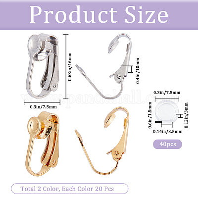 40 шт. 2-х цветная фурнитура для сережек-клипс из нержавеющей стали 304 STAS-SP0001-22-1