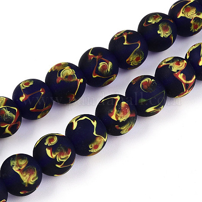 Бусы лэмпворк ручной работы LAMP-N028-05G-1