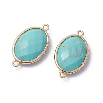 Золотистые латунные синтетические бирюзовые соединители звеньев G-F339-A13-1
