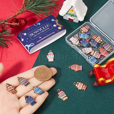 28 шт. 7-х цветные подвески из сплава с принтом на зимнюю тематику FIND-SC0012-46-1