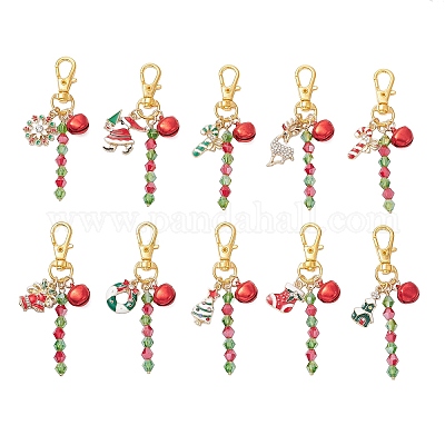 10 шт. 10 стиля подвесного украшения из эмалевого сплава с рождественской тематикой HJEW-JM03914-1