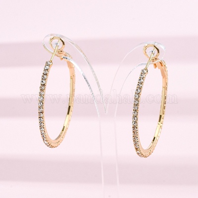 Латунные микро проложить серьги стержня кубического циркония EJEW-R025-32G-1