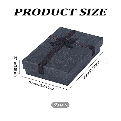 4 шт. прямоугольные бумажные подарочные коробки для ювелирных изделий с бантом CON-LP0001-40A-1