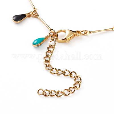 Браслеты на ногу с подвесками-капельками из нержавеющей стали 304 AJEW-AN00385-1