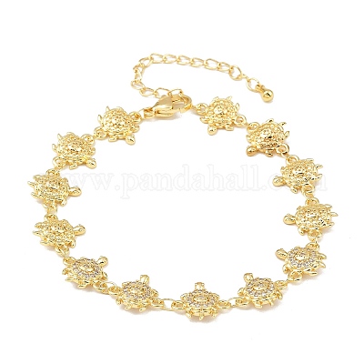 Латунные браслеты-цепочки с микропаве из прозрачных кубических цирконий для женщин BJEW-A090-11B-G-1