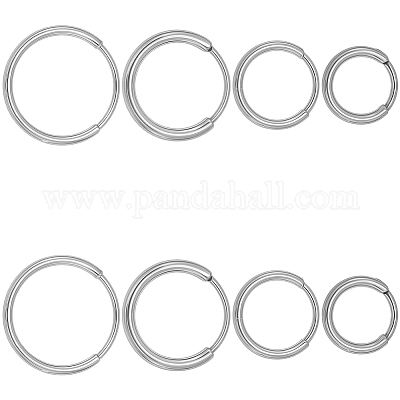 8 шт. 4 стиля гипоаллергенных серег-колец из чистого титана класса имплантов f136 EJEW-BBC0001-86-1