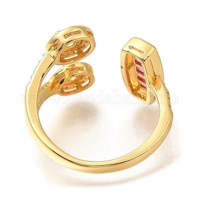 Открытые манжеты из латуни с микро-паве и кубическим цирконием для женщин RJEW-M022-04G-02-1