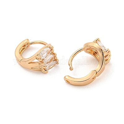Латунные серьги-кольца из прозрачного кубического циркония EJEW-A107-02D-KCG-1