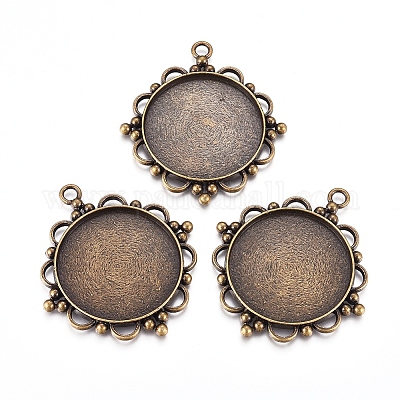 Тибетском стиле сеттинги сплав цинка кулон кабошон X-TIBEP-M003-16AB-NR-1