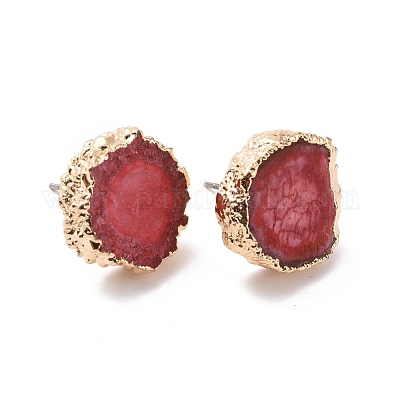 Серьги с натуральным крашеным кварцем EJEW-P166-B-1