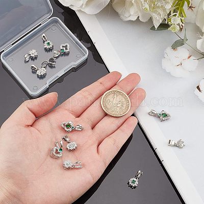 12 шт. 6-х стилевые латунные микрофибровые скобы для ледоруба с кубическим цирконием ZIRC-FH0001-09-1