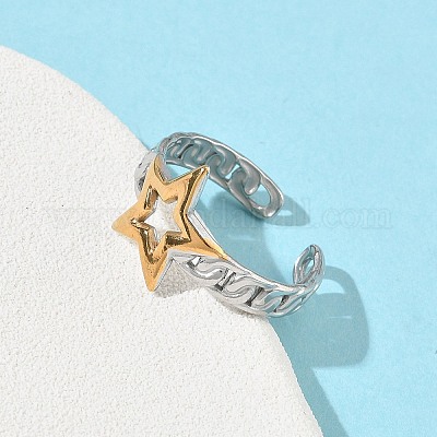 Открытые кольца манжеты из нержавеющей стали 304 RJEW-Z121-02GP-06-1