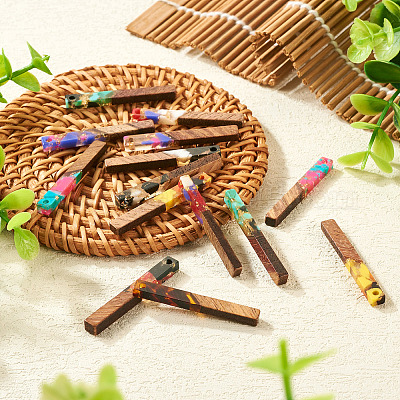 16шт 8 цвета прозрачной смолы и орехового дерева большие подвески RESI-TA0002-53-1