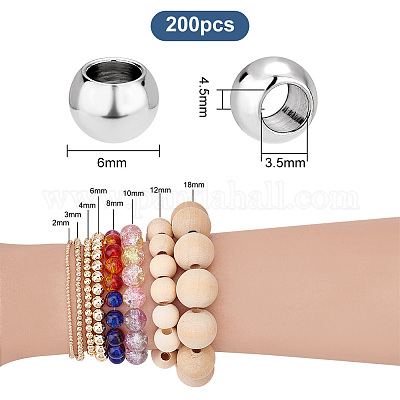 200 шт. бусины из нержавеющей стали марки 304 STAS-PH0005-30-1