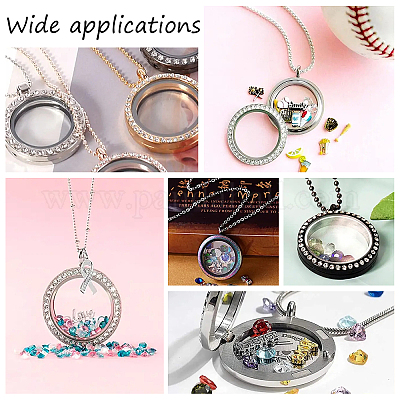 Stainless Steel Floating Charms Love Heart Glass Locket Pendant Necklace 