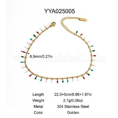 Элегантные браслеты на лодыжку из нержавеющей стали 304 с разноцветной эмалью и подвеской в виде капли HM7489-3-1