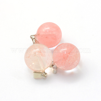 Круглые окрашенные стеклянные подвески вишня кварц G-Q434-06-1