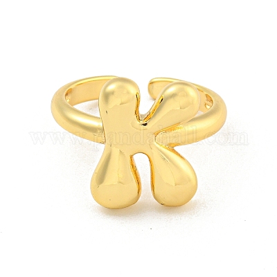 Латунные открытые манжеты с буквами для женщин RJEW-G313-01K-G-1