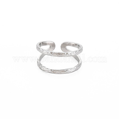 Некорневой 304 нержавеющая сталь двойная линия открытое кольцо-манжета для женщин X-RJEW-S405-200P-1