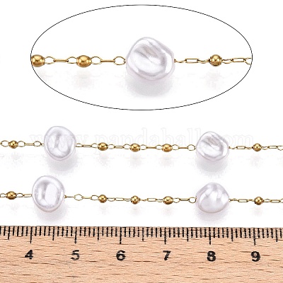 Цепочки из искусственного жемчуга из абс-пластика ручной работы CHS-T006-07G-1