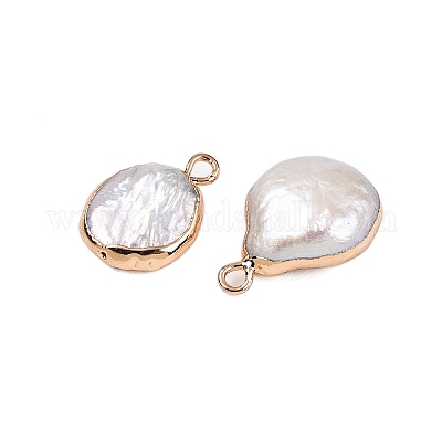 Подвески-слезинки из натурального жемчуга Кеши с гальваническим покрытием&nbsp;LS-PEAR-S018-02K-01-1