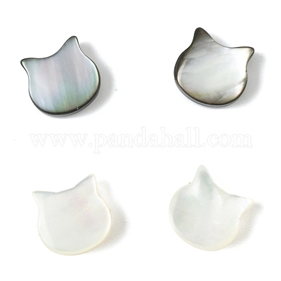 4 шт. Набор из 2-х натуральных черных ракушек-губ и белых бусин SSHEL-FS0001-10-1