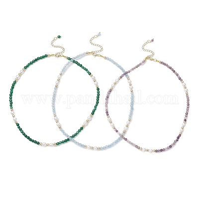 Ожерелья из белого нефрита и аметиста NJEW-JN05340-1