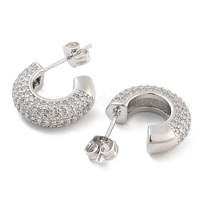 Серьги-гвоздики с прозрачным паве из латуни с кубическим цирконием EJEW-U005-02P-1