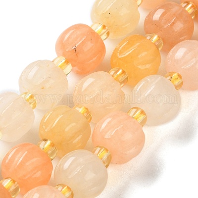 Нити натуральных золотых шелковых нефритовых бусин G-B135-B01-01-1