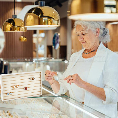 Прямоугольные бархатные лотки для хранения обручальных колец с 7 слотом AJEW-WH0471-129B-1