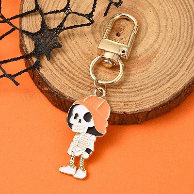 Подвеска из эмалевого сплава со скелетом на Хэллоуин HJEW-YW00033-05-1