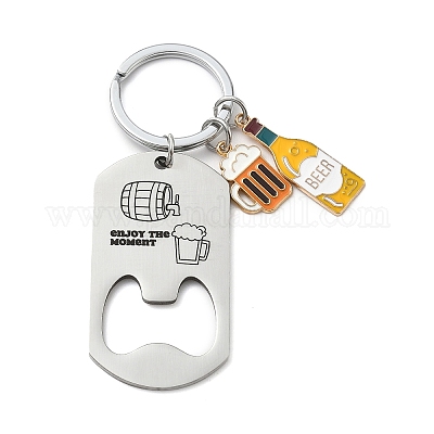 201 брелок-открывалка для пивных бутылок из нержавеющей стали с желтой эмалью KEYC-H021-03GP-1