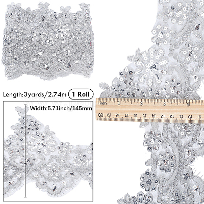 3 ярд полиэфирной цветочной кружевной ленты&nbsp;OCOR-GF0005-61-1