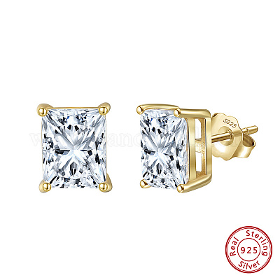 925 серьги-гвоздики из стерлингового серебра с прозрачным кубическим цирконием EJEW-G443-06G-1