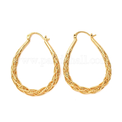 Латунные слеза серьги обруча EJEW-A143-10G-1