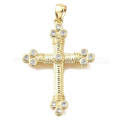 Латунные микропаве прозрачные подвески с фианитом KK-V011-63G-1