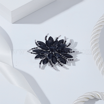 1 шт. булавки для лацкана из цветочного сплава со стразами для свадебной вечеринки&nbsp;JEWB-LP0006-06C-1
