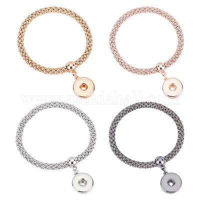 4шт 4 цвета пончик подвеска эластичный браслет для девочек женщин&nbsp;BJEW-CA0001-04-1