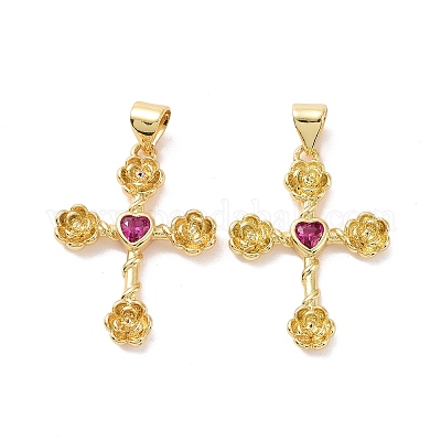 Крест с цветком KK-G435-06G-04-1