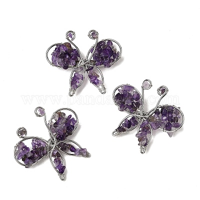 Брошь-бабочка из натурального аметиста G-A278-02P-06-1