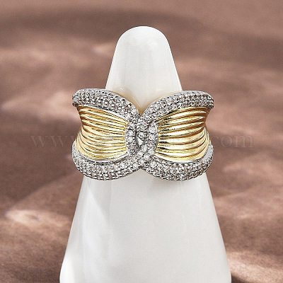 Латунные микро проложить манжеты кольца кубического циркония RJEW-D326-04G-1