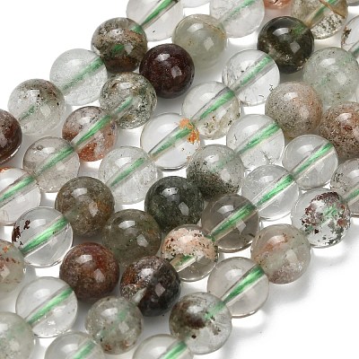 Натуральный зеленый lodolite кварц бисер пряди G-L642-B06-6mm-1