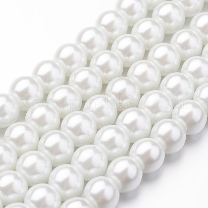 Eco-Friendly Dyed Glass Pearl Round Bead Strands X-HY-A008-8mm-RB001-1